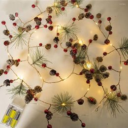 Christmas Decorations Lights LED Copper Pine Cone String Fairy Garland For Tree Home Decoration