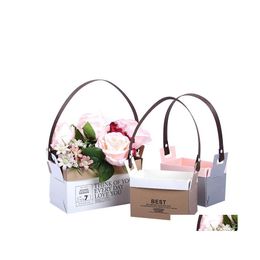 Party Decoration Kraft Paper Florist Bag Folded Flower Tote Box Waterproof Bouquet Gift Bags Wedding Valentines Day Drop Delivery Ho Dhnzp