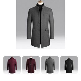 Men's Jackets Simple Pure Colour Exquisite Buttons Trench Coat Men Jacket Autumn Winter Warm