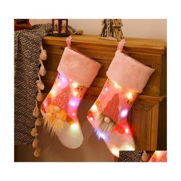 Christmas Decorations Decoration Socks Exquisite Patterns Luminescent Vintage Convenient Lanyard For Shop Mall Bedroom School Drop D Dhqmw