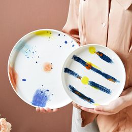 Bowls Porcelain Dinner Plate Salad Rice Bowl Hand-painted Round For Pasta Kitchen Dinnerware