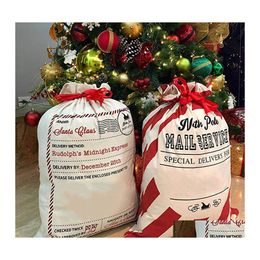 Christmas Decorations Gift Bag With Dstring Santa Sacks Candy Cookie Storage Large Xmas Tree Ornament Festival Decoration Drop Deliv Dheui