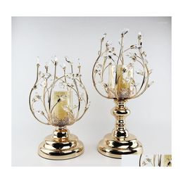 Candle Holders Luxury Glass Transparent Stand Flowers Glam Nordic Aesthetic Small Portavelas Wedding Decorations Drop Delivery Home G Dhnni