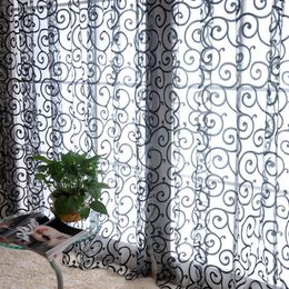 Curtain Pastoral Style Floral Voile Tulle Blinds Scarf Valances Drape Sheer Window Curtains Fabric Drapes