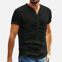 Men's T Shirts Summer Baggy Linen Soid Colour Short Sleeve Retro Tops 2023 Fashion Print For Men Plus Size Streetwear