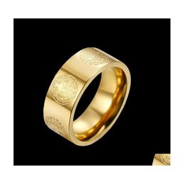 Cluster Rings Gold Colour Catholic Jewellery Stainless Steel St Saint Benedict Ring For Men Women Drop Delivery Dhvw1