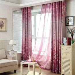 Curtain Pink Flower Blackout Curtains For Girls Bedroom Livingroom Polyester Fabric Blinds Kitchen Custom Made