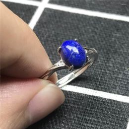 Cluster Rings Natural Royal Blue Lapis Lazuli Ring Jewelry For Woman Man Love 8x6mm Beads Gold Crystal Gemstone Adjustable