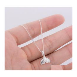 Pendant Necklaces Pendant Necklaces Fashio Sliver Cute Jewelry Whale Tail Fish Charm For Women Mermaid Pendants Birthday Giftspendant Drop Delivery Dhgc6