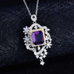 Pendant Necklaces Fashion Sky City Necklace Charm Flower Geometry Inlay Square Zircon Europe America Style Jewellery For Women Wedding Party