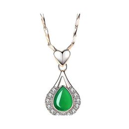Pendant Necklaces Green Water Drop Necklace Ladies Sexy Clavicle Fashion Jewellery Friends Gift Party Chrysoprase Delivery Pendants Dh2E8