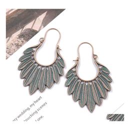 Dangle Chandelier Fashion Jewellery Womens Vintage Earrings Gold Copper Leaves Feather Drop Delivery Dhykr