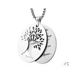 Pendant Necklaces Stainless Steel Sier Tree Of Life Vintage Oval Necklace Men Women Chain Amet Charm Jewelry Accessories Drop Delive Dhy74