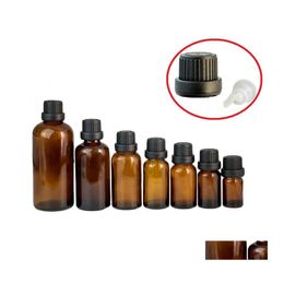 Packing Bottles Amber Green Blue Clear Glass Essential Oil Subbottle Per Bottle With Antitheft Lid Inner Stopper 10Ml Drop Delivery Otokq