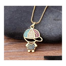 Pendant Necklaces Fashion Design Girl Boy Women Girls Kids Copper Zircon Chain Necklace Charm Party Birthday Jewelry Giftspendant Dr Ot3Hc