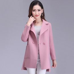 Women's Wool & Blends Winter Woollen Coat Women Korean Loose Large Size Fashion Suit Collar Jacket Ladies
