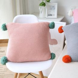 Pillow Knitted Cover Decorative Nordic Fresh Case With Cute Balls Sofa Chair Kid Room Home Decoration