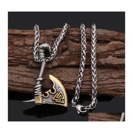 Pendant Necklaces Ornament Hip Hop Necklace Stainless Steel Axe Crossborder Titanium Orc Chain Menpendant Drop Delivery Jewellery Penda Ot9C0