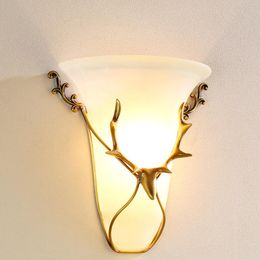 Wall Lamps Nordic Copper Deer Mount Light Modern Indoor Lighting Decor For Home Living Room Bedroom Mirror Lights Fixture Sconce