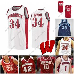 Basketball Jerseys Custom Wisconsin Badgers Basketball Jersey NCAA College Aleem Ford DMitrik Trice Brevin Pritzl Walt McGrory Hedstrom Potter Finley Harris