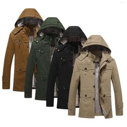 Men's Jackets Men's Windbreaker Jacket Autumn And Winter Casual Stand-up Collar Warm Plus Velvet Thick Pure Cotton Washed Male Coat