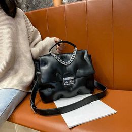 Shoulder Bags Luxury Down Handbags Women Designer Ladies Soft Leather Female Space Pad Cotton Messenger Casual Flap 230116