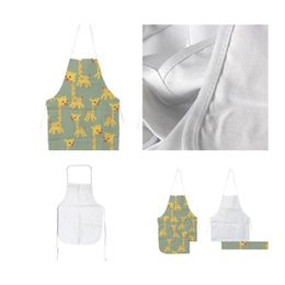 Aprons Kitchen Sublimation Blanks Diy Oil Proof Antifoing White Canvas Uniform Scarf 70X48 Cm Printing Women Men Arrival 89Ex M2 Dro Otte9