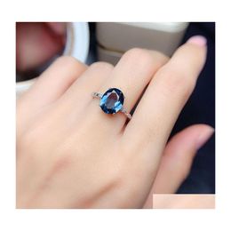 Cluster Rings Moonrocy Trendy Cubic Zirconia Blue Crystal Wedding Cz Oval Sier Colour Jewellery Womes Girls Gift Drop Wholesale Delivery Dh5Sb