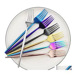 Forks Dessert Salad Fork 18.5Cm Stainless Steel Western Portable El Wedding Party Rainbow Tableware Cutlery Set Wholesale Drop Deliv Dhoqy