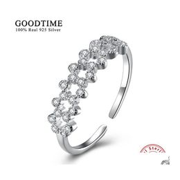 Cluster Rings 100 925 Sterling Sier Jewellery Ring Hollow Flowers Open For Women High Quality Christmas Gifts Fine Bijoux Gtr099 Drop D Dhu7Q