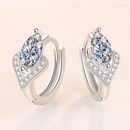 Hoop Earrings Fanqieliu Stamp 925 Silver Needle Heart Crystal For Women Trendy Jewellery Girl Gift