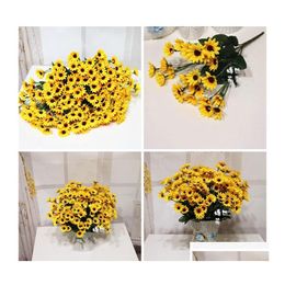 Decorative Flowers Wreaths Fake Flower Trumpet Sun Seven Forks Yellow Colour Fashion Artificial Bwedding Decoration 2 3Yre1 Drop De Otflt