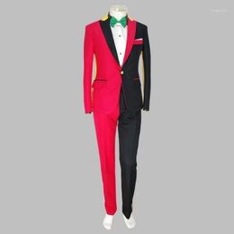 Men's Suits Men Wedding Suit Male Personality Blazers Slim For Costume Nightclub Bar Irregular Color Matching (jacket Pants)