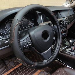 Steering Wheel Covers Sport Car Anti-Slip Cow Leather Auto Steering-wheel Cover Car-styling Protective