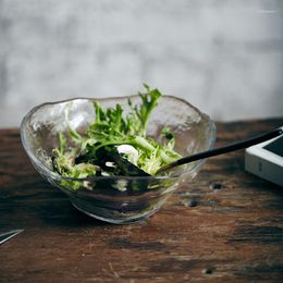 Bowls Vegetable Salad Bowl Japanese Fruit Plate Slimming Meal Vegetarian Irregular Glass Water Grinding Texture