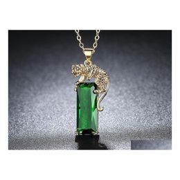 Pendant Necklaces Green Cubic Zirconia For Women Gold Colour Cool Animal Leopard Golden Drop Delivery Jewellery Pendants Dhsfl