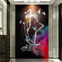 Wallpapers 3D Po Wallpaper Murals Modern Abstract Dance Girl Embossed Painting Living Room Entrance Hallway Background Wall Decor