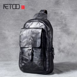 Waist Bags AETOO Retro Head Cowhide Chest Bag Handmade Single Shoulder Crossbody Male Leather