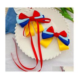Party Favour Cute Kids Headdress Hairpin Ribbon Bowknot 3D Bow Ribbons Princess Hairpins Barrettes Ponytail Clips Hair Accessories Gi Dhp6H