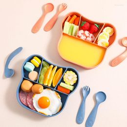 Dinnerware Sets Baby Feeding Tableware Set Cartoon Plates Kids Dishes Children Anti- Training Eating Bowl Spoon Fork Products