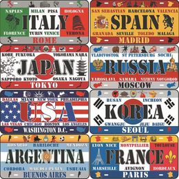 Popular City Licence Plate Metal Painting Car Number Retro Painting Korean flag Metal Licence Plate Wall Decor Bar Pub Garage Wall Decoration Tin Signs 30X15CM w01
