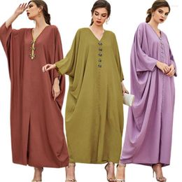 Ethnic Clothing Caftan Loose Abayas Arabic Oversized Muslim Women Long Dress Batwing Sleeve Islamic Ramadan Maxi Robe Middle East Turkey