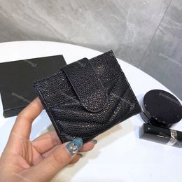 Fashion Card Holders caviar woman mini wallet purse color genuine leather Pebble texture luxury Black wallet clutch bags