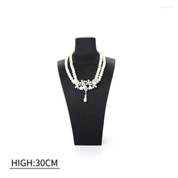 Jewellery Pouches High Quality Black Brushed Bust Portrait Pearl Necklace Display Stand Female Long Chain Pendent Showcase Jewellery Shop