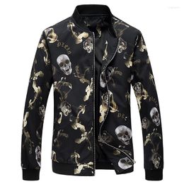 Men's Jackets YuWaiJiaRen Skull Printed Bomber Men Spring Autumn Brand Stand Collar High Quality Windbreaker Oversize 6XL