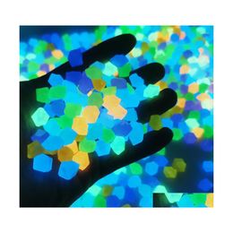 Garden Decorations Outdoor Luminous Stones Glow In Dark Pebbles Fish Tank Decoration Pebble Rocks Aquarium Mix Color 100/200Pcs/Bag Dhu5F