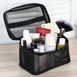 Storage Bags Large Capacity Portable Travel Wash Toiletry Pouch Container Zipper Transparent Makeup Organisers Mesh Cosmetic Bag