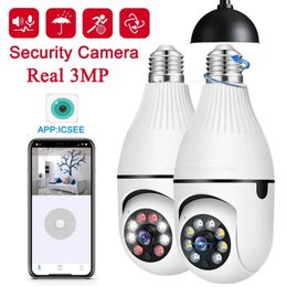 3MP E27 Bulb Surveillance Camera Night Vision Full Colour Automatic Human Tracking 4x Digital Zoom Video Indoor Security Monitor