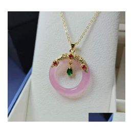 Pendant Necklaces 925Sier Inlaid Chalcedony Safeness Ring Rose Peace Buckle Live Supply Factory Wholesalependant Drop Delivery Jewel Otip8