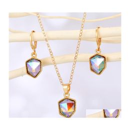 Earrings Necklace Fashion Jewelry Set Geometric Resin Pendant Sets Drop Delivery Dh4Ig